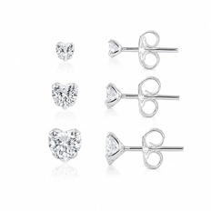 Brincos Ponto Luz Coração de Zircônia Cristal (Kit)
