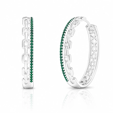 Brinco de Argola Vazada com Zircônias Esmeralda