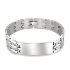 Pulseira com Elos Trabalhados e Placa Espelhada