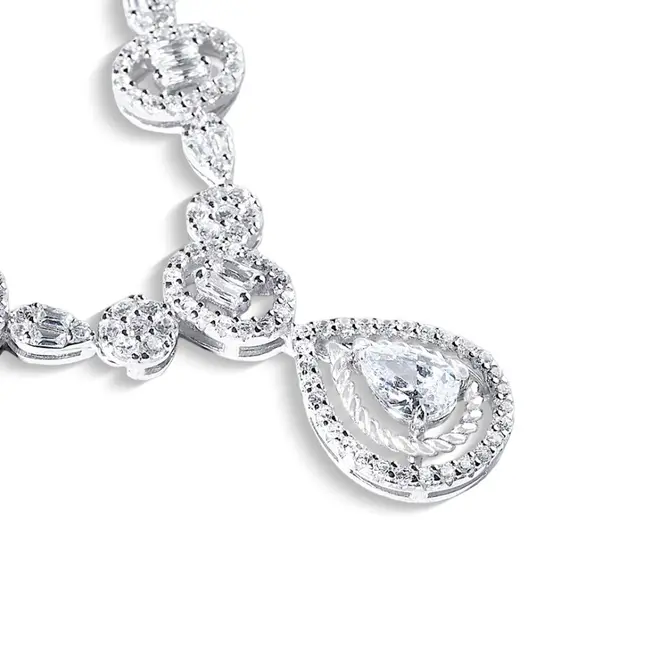 Colar de Prata Blend Collection Gota com Brincos e Zircônias Cristal