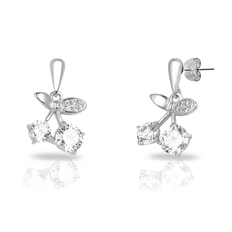 Brinco Balanço Cereja Com Zircônias Cristal