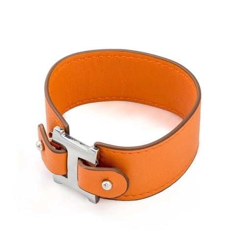 Pulseira em Couro Laranja