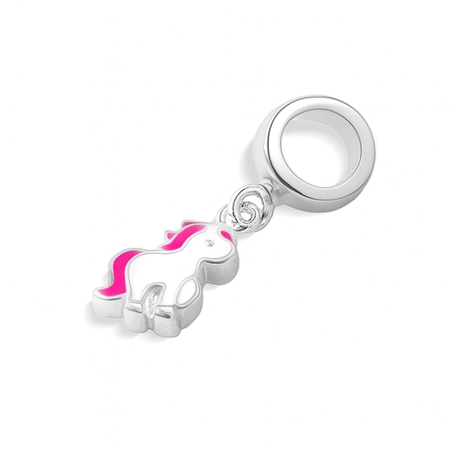 Berloque Presents Kids Unicórnio Esmaltado Rosa e Branco