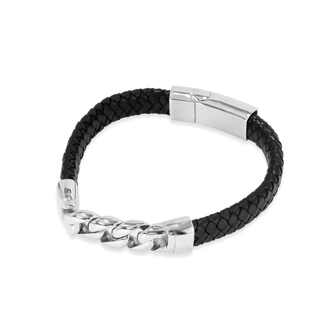 Pulseira com Couro Sintético e Fecho Espelhado