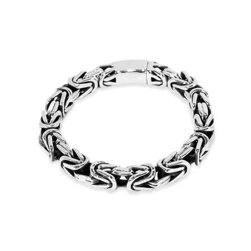 Bracelete de Aço com Elos Quadrados e Envelhecidos