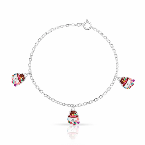 Pulseira Kids Boneco de Neve Colorido Esmaltado