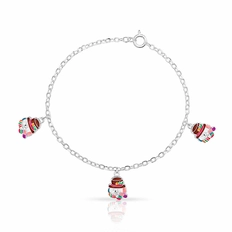 Pulseira Kids Boneco de Neve Colorido Esmaltado