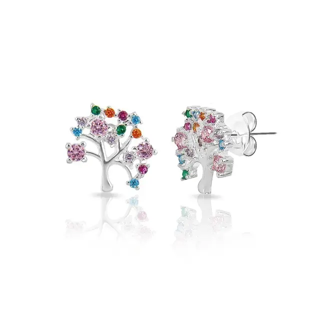Brinco Árvore da Vida com Zircônias Coloridas
