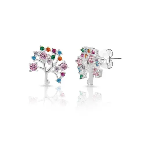 Brinco Árvore da Vida com Zircônias Coloridas