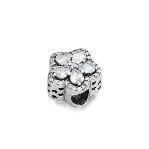 Berloque de Prata Flor com Zircônia Cristal