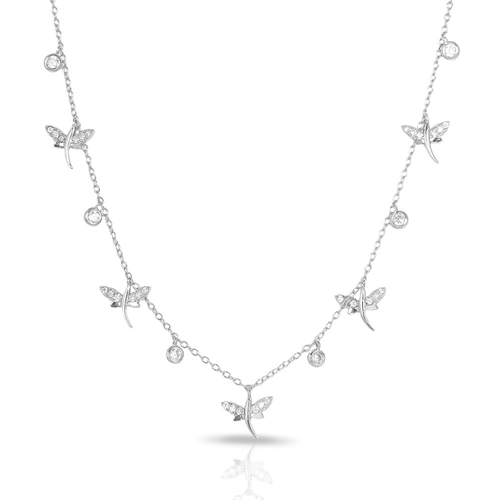 Gargantilha de Prata Blend Collection com Libélulas de Zircônias Cristal
