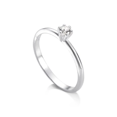 Anel Solitário Delicado Com Zircônia Cristal