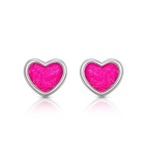 Brinco Kids Top Coração Rosa Esmaltado