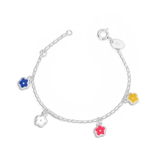 Pulseira Kids Esmaltada com Flores