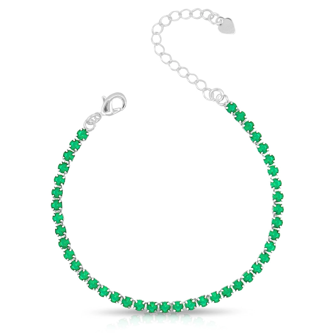 Pulseira Riviera Com Zircônia Esmeralda