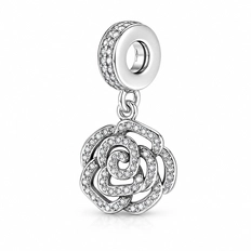 Berloque Balanço com Flor Envelhecida e Zircônias Cristal