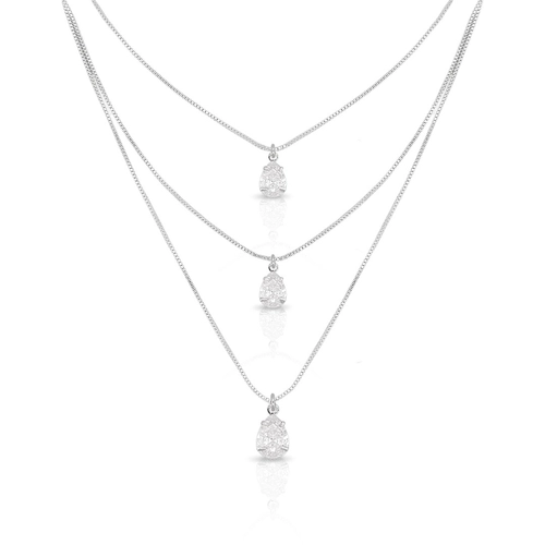 Gargantilha Tripla Com Zircônias Cristal Gota