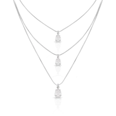 Gargantilha Tripla Com Zircônias Cristal Gota