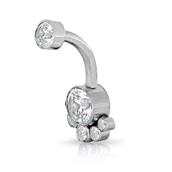 Piercing De Titanium Trabalhado Com Zircônias Cristal