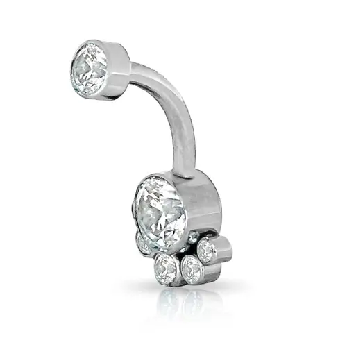 Piercing De Titanium Trabalhado Com Zircônias Cristal
