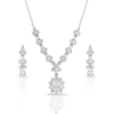 Colar Blend Collection com Brincos de Flor em Zircônias Cristal