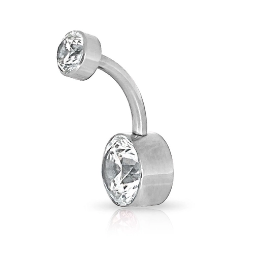 Piercing De Titanium Com Zircônias Cristal