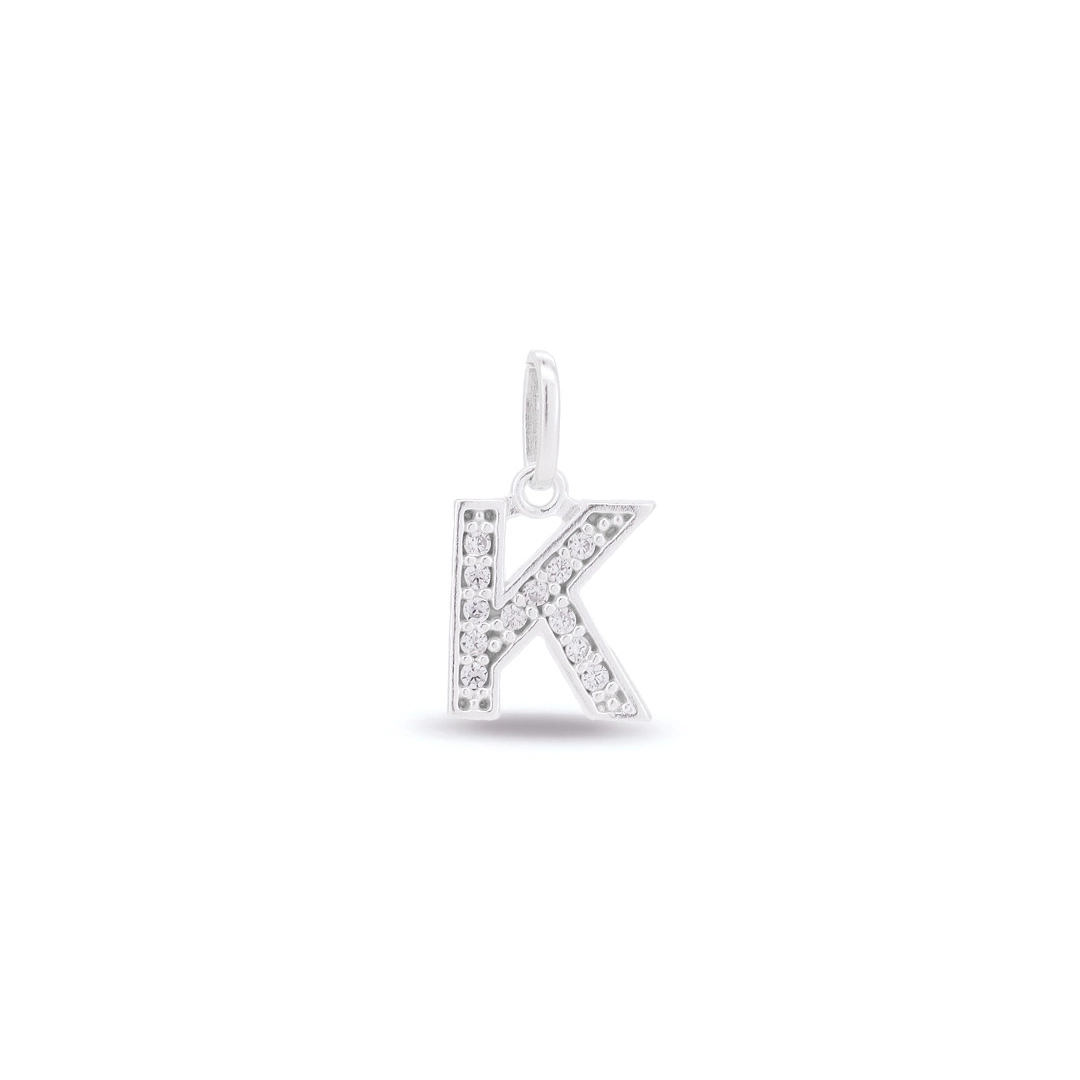 Pingente Letra K Com Zircônia Cristal