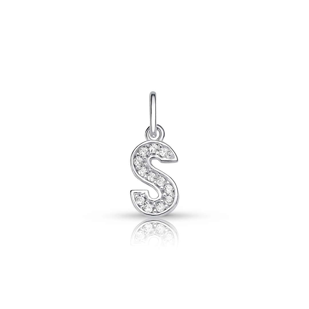 Pingente Letra S Com Zircônia Cristal