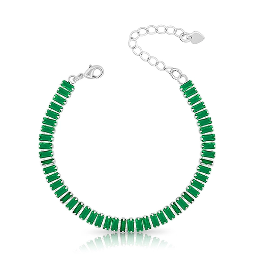 Pulseira Riviera Com Zircônia Esmeralda Retangular