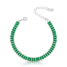 Pulseira Riviera Com Zircônia Esmeralda Retangular