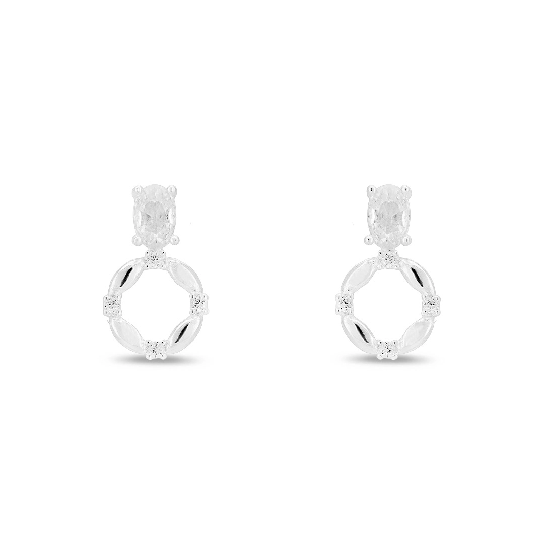 Brinco De Prata Leve Top com Zircônia Cristal