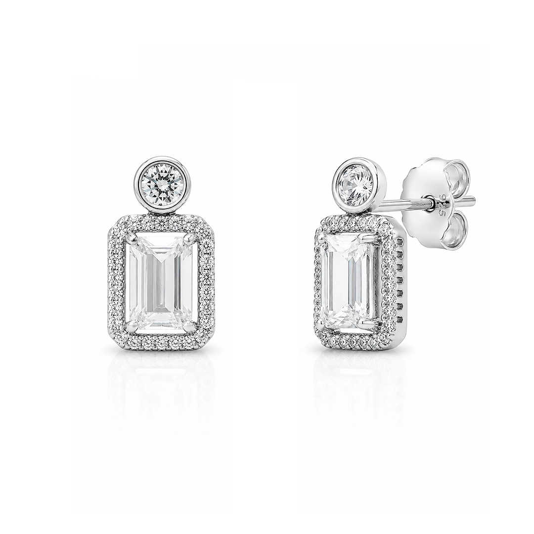 Brinco Blend Collection com Zircônia Cristal Retangular