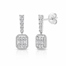 Brinco Balanço Blend Collection com Zircônias Cristal Redonda e Retangular