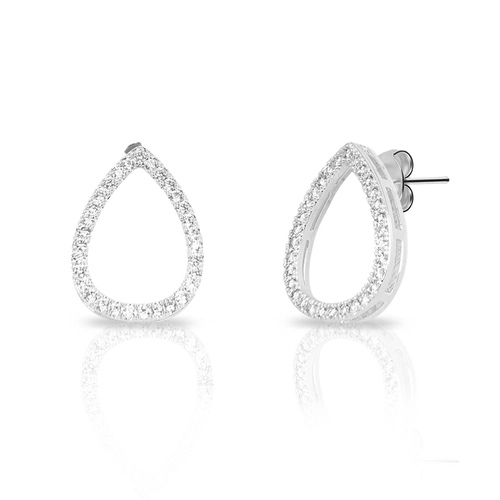 Brinco de Prata Leve Top Gota com Zircônia Cristal
