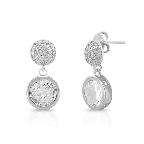 Brinco Balanço com Zircônia Cristal Redonda