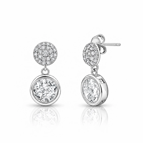 Brinco Balanço com Zircônia Cristal Redonda