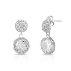 Brinco Balanço com Zircônia Cristal Redonda