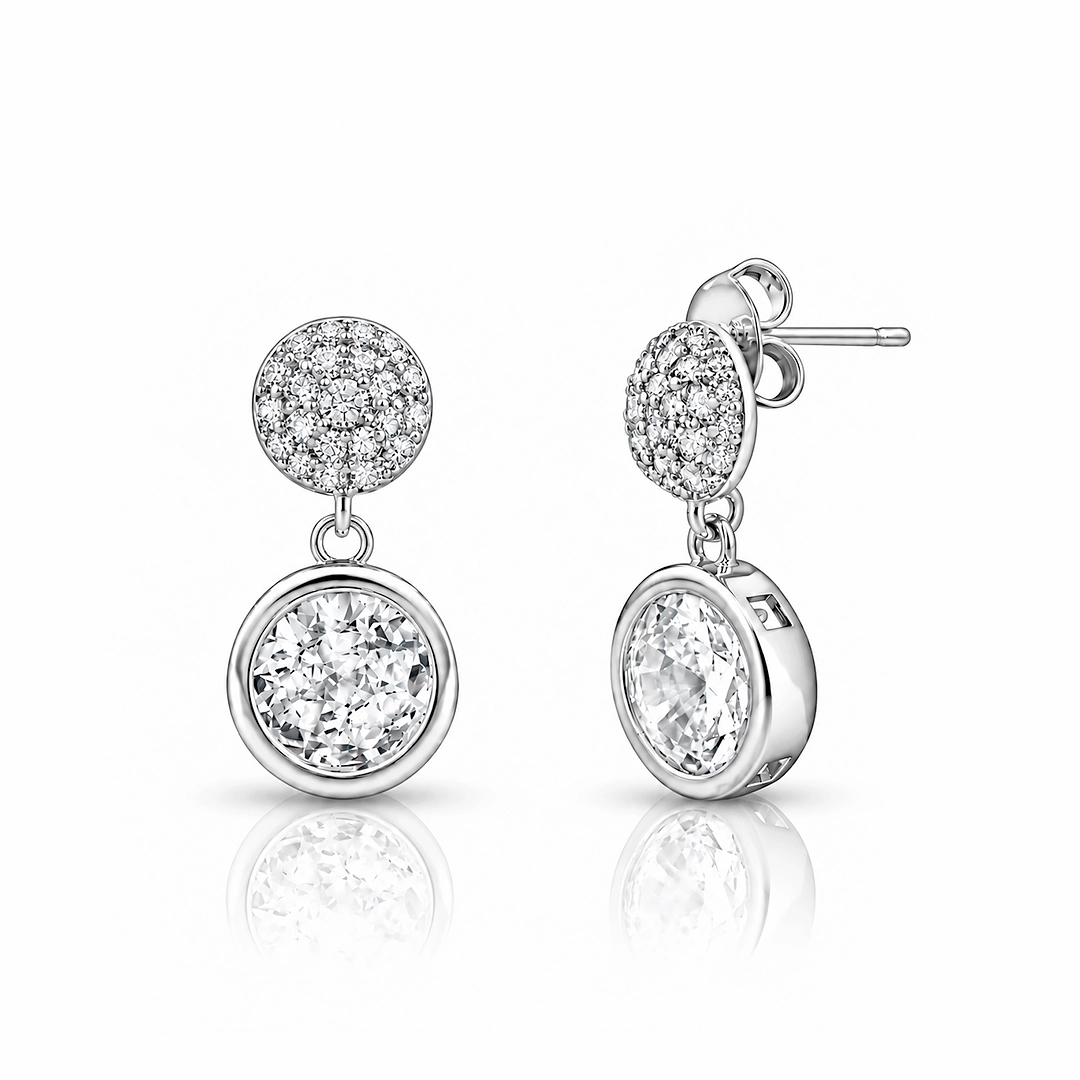 Brinco Balanço com Zircônia Cristal Redonda