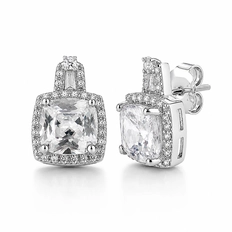 Brinco Blend Collection Top Quadrado com Zircônias Cristal