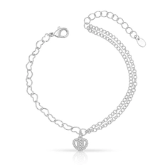 Pulseira Espelhada com Coração de Zircônias