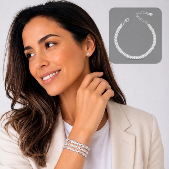 Pulseira Riviera com Zircônias Retangulares