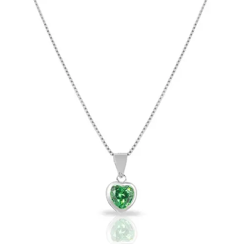Gargantilha de Prata Blend Collection com Coração de Zircônia Esmeralda