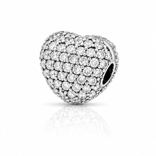 Berloque Coração com Zircônias Cristal Cravejadas