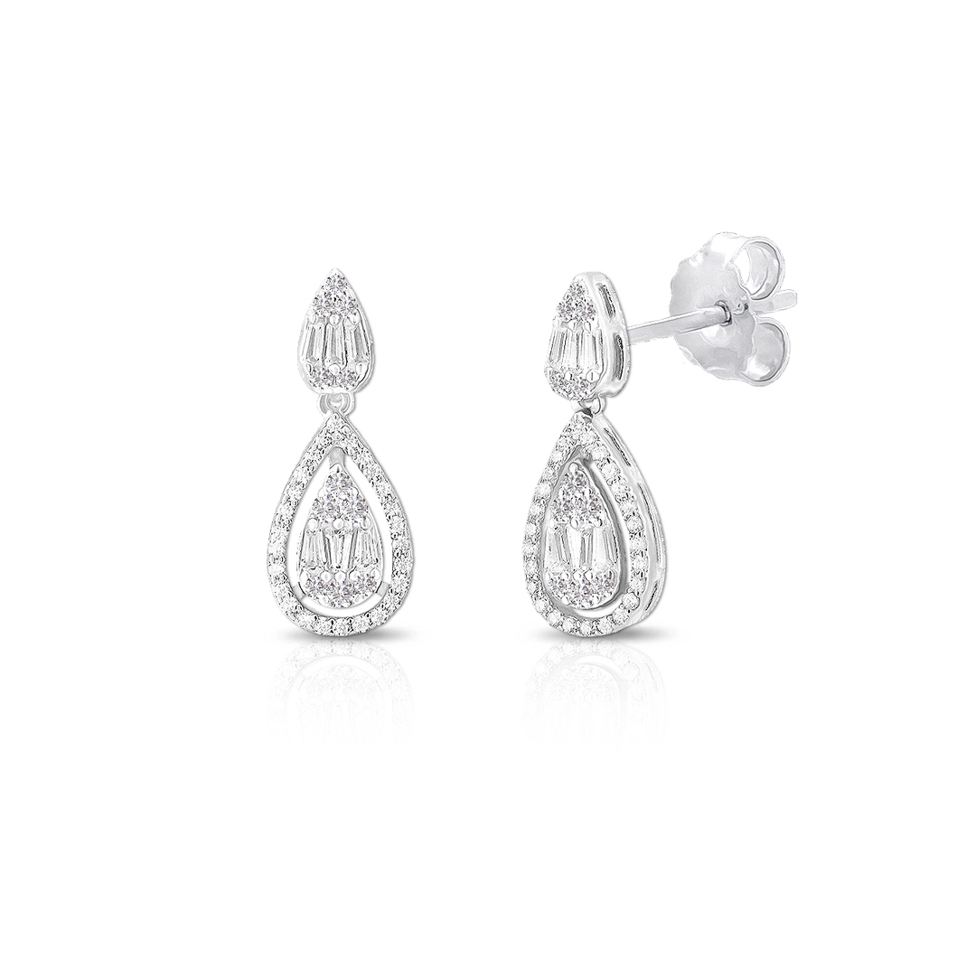 Brinco de Prata Balanço Blend Collection com Zircônias Cristal Gota