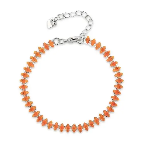 Pulseira de Prata Leve Riviéra com Navete de Zircônia Laranja