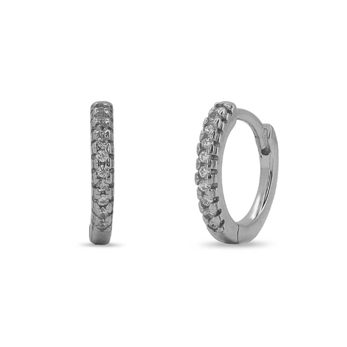 Brinco de Prata Argola Clic com Zircônias Cristal