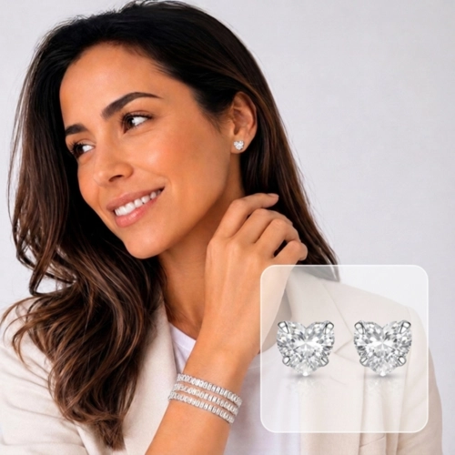 Brinco Top Coração com Zircônia Cristal P
