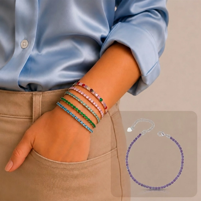 Pulseira Riviera com Zircônia Ametista