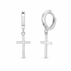 Brinco Linha Click Argola com Cruz Espelhada