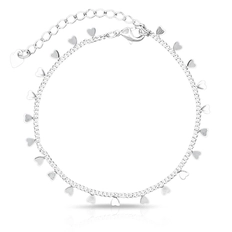 Pulseira Gourmette com Corações Espelhados